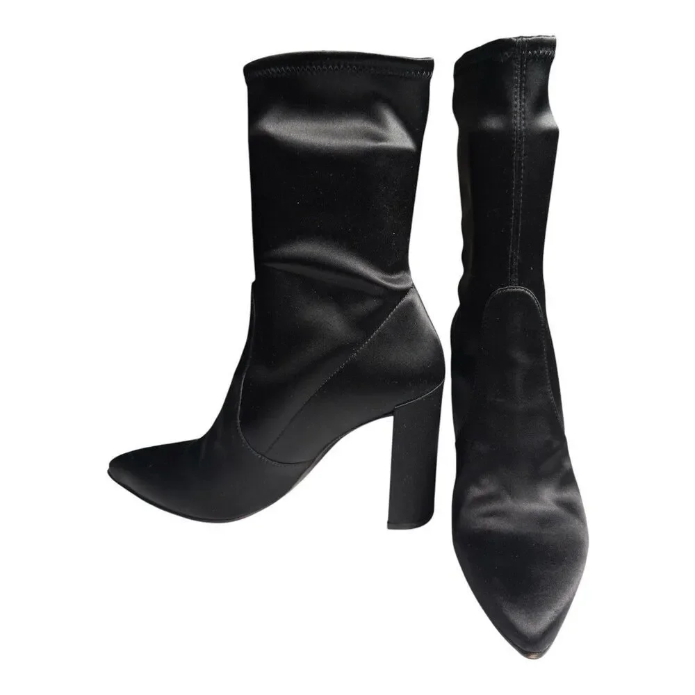 Stuart Weitzman Women Black Clinger Boots Size  9M With Accessories Women Boots